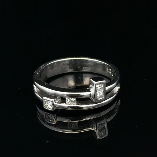 9ct white gold diamond ring in size N with sparkling diamonds, elegant jewelry piece with a polished finish