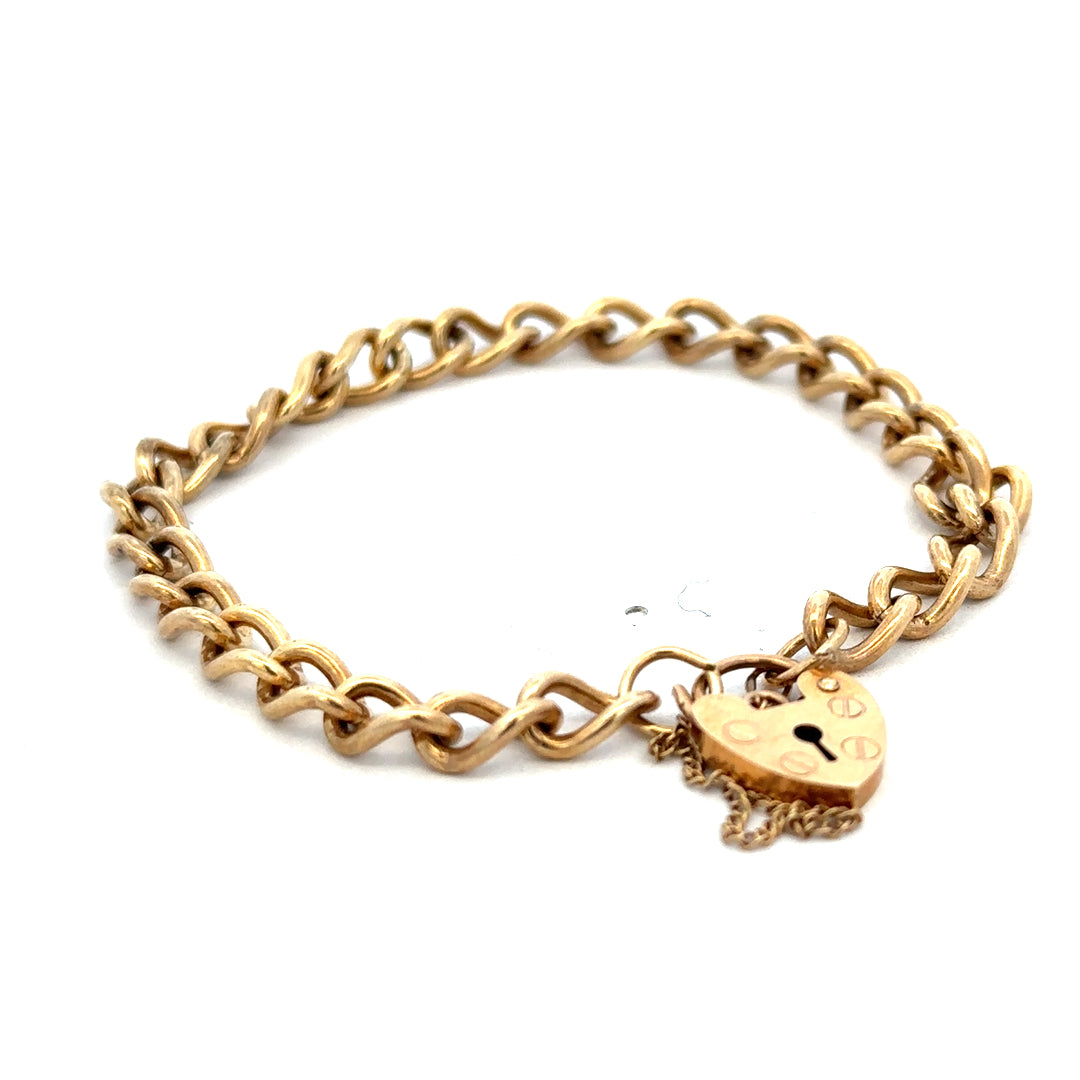 Reeves and Sons 9ct yellow gold bracelet weighing 13.2g with a polished link design, shown on a neutral background.