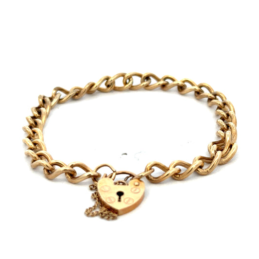 9ct yellow gold bracelet by Reeves and Sons, weighing 13.2g, featuring a classic chain design and polished finish.