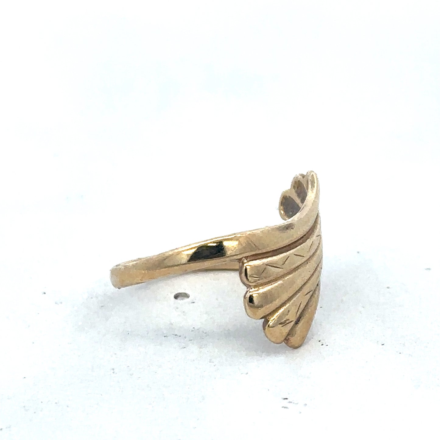 9ct yellow gold ring size N1/2 with a smooth band, crafted by Reeves and Sons, shown on a plain background.