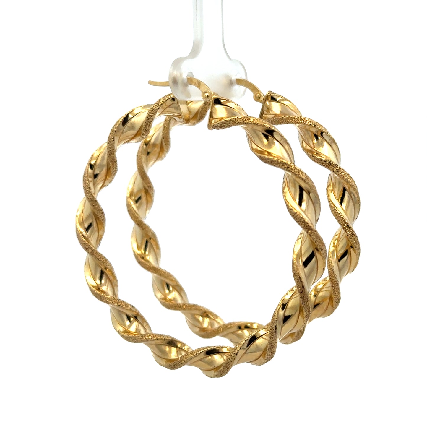 9ct yellow gold hoop earrings weighing 5.8g by Reeves and Sons, shown with polished, smooth circular design.