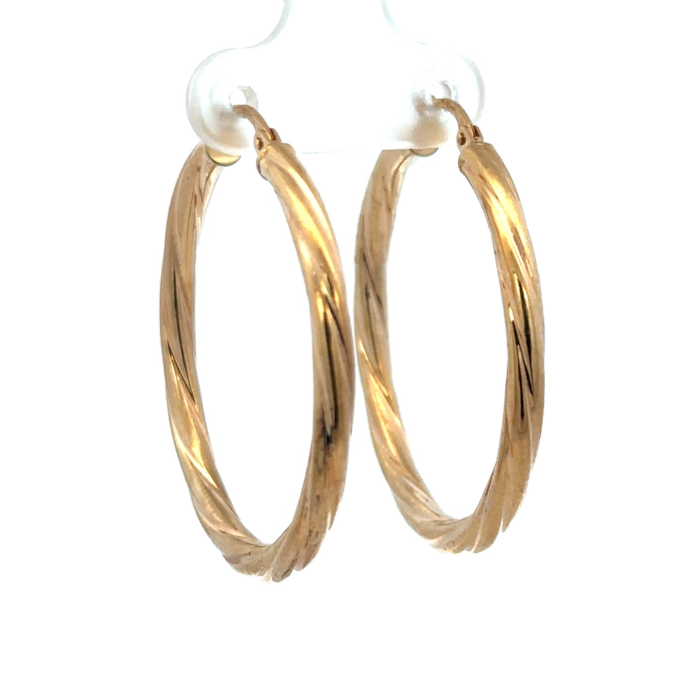 Reeves and Sons 9ct yellow gold hoop earrings, lightweight 2.5g, with a classic circular design and polished finish.