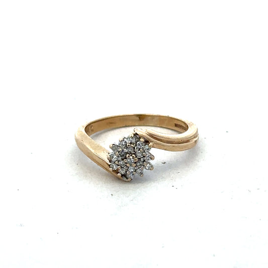 9ct yellow gold 21pts diamond ring size M1/2 (sh27565b)