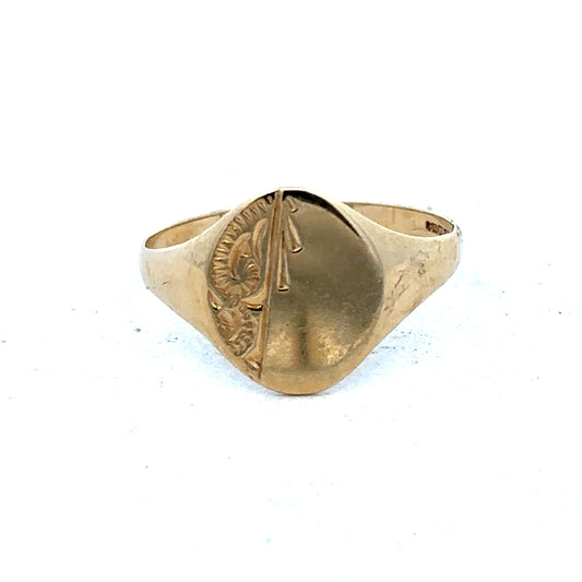 9ct yellow gold signet ring size S (sh27362b)