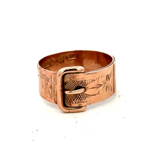 9ct rose gold buckle ring size R1/2 (sh27425b)