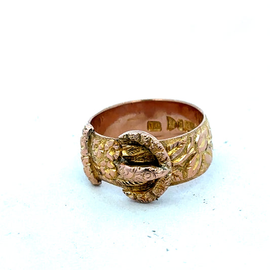 9ct yellow gold buckle ring size J1/2 (sh27399b)