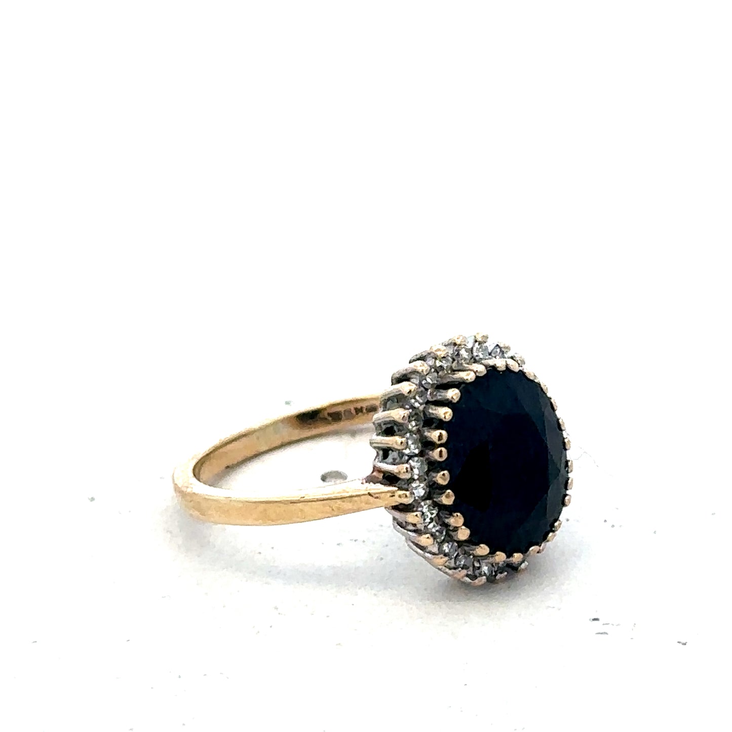 9ct yellow gold sapphire and diamond ring size N (sh27566b)