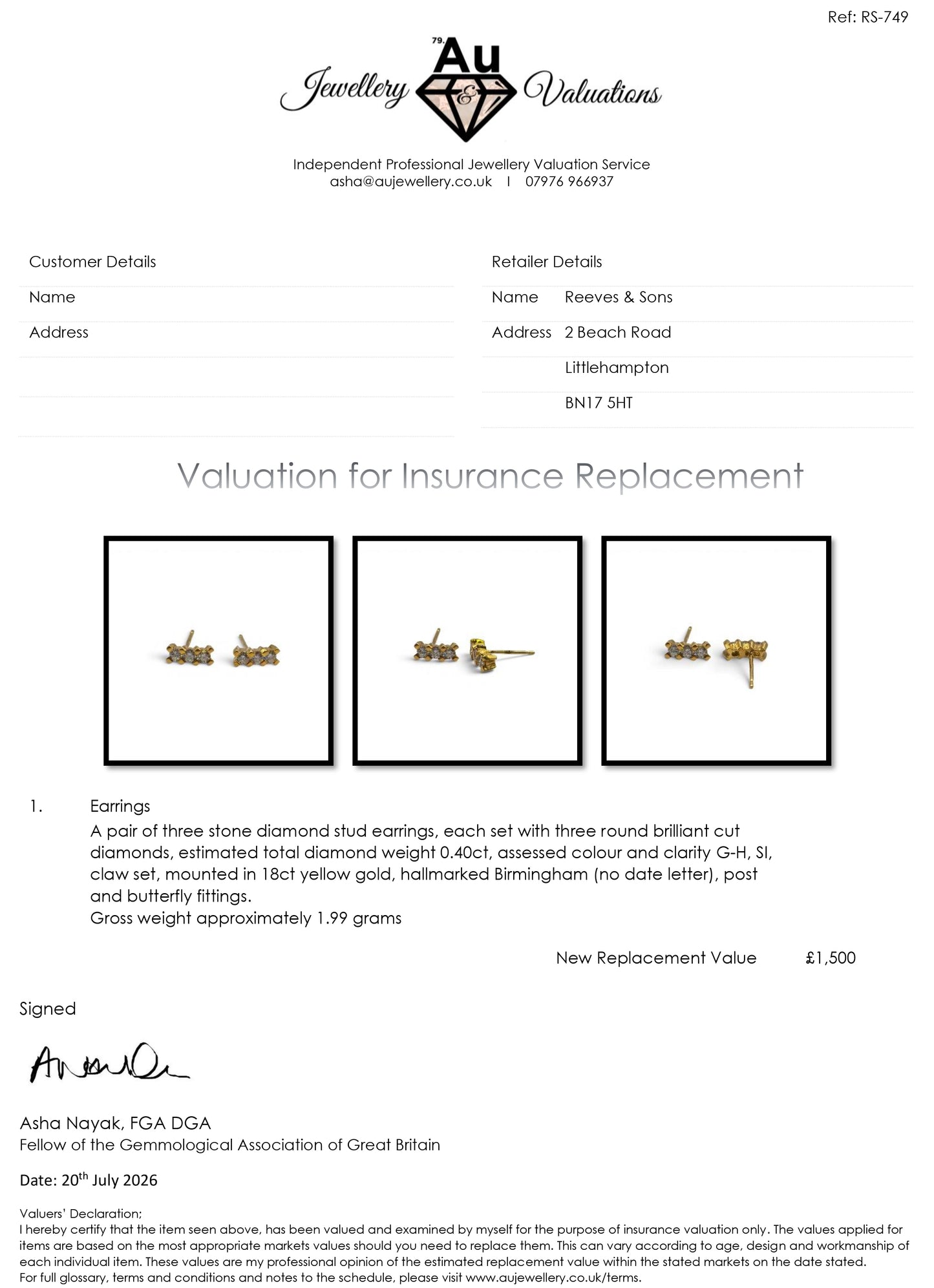 18ct yellow gold diamond stud earrings from Reeves and Sons, showcasing sparkling diamonds set in elegant gold.