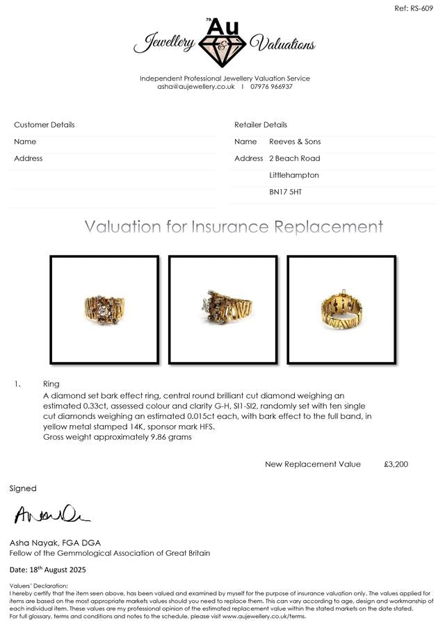 14ct yellow gold diamond ring with sparkling diamonds, showcasing a classic design and elegant craftsmanship.
