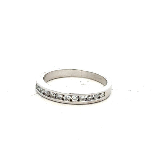 18ct white gold diamond ring in size J with sparkling diamonds, displayed on a neutral background.