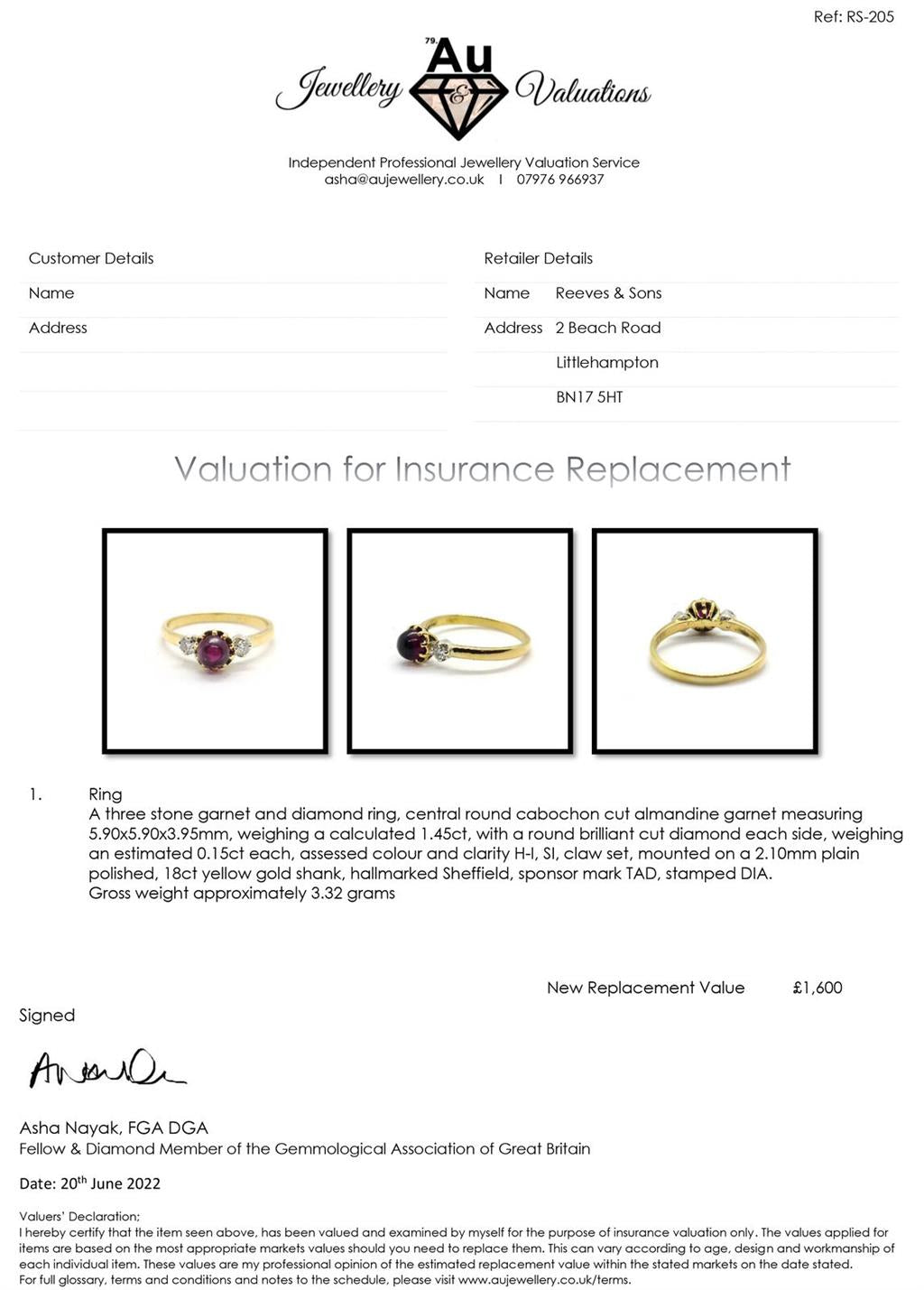 18ct yellow gold ring with a 1.45 carat garnet center stone and 0.30 carat diamonds, elegant unbranded jewelry piece.