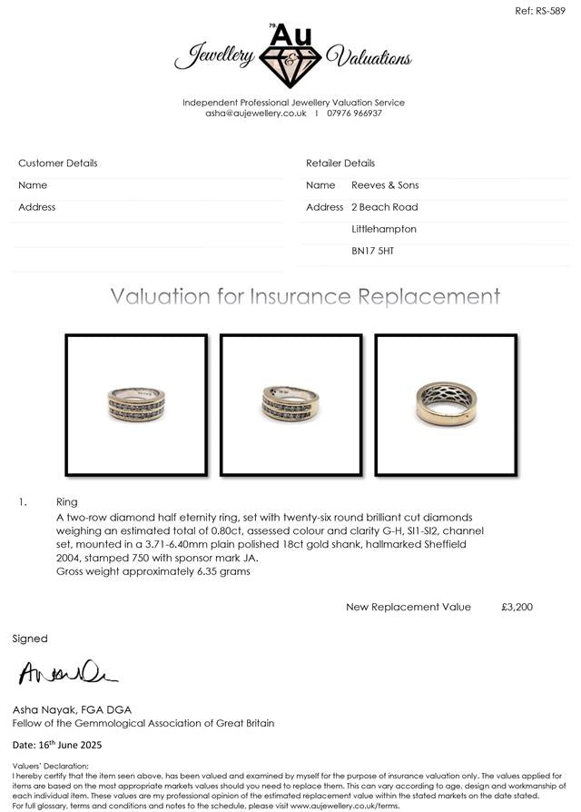 18ct yellow gold 2-row eternity diamond ring with sparkling diamonds, featuring a sleek and elegant design.