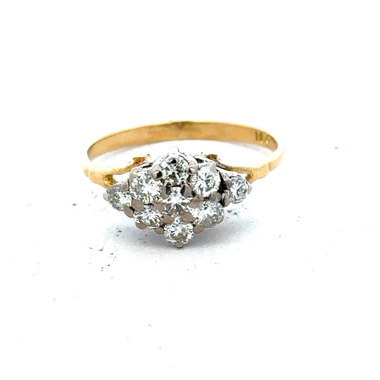 18ct yellow gold diamond cluster ring, featuring a sparkling arrangement of diamonds set in a stylish unbranded design
