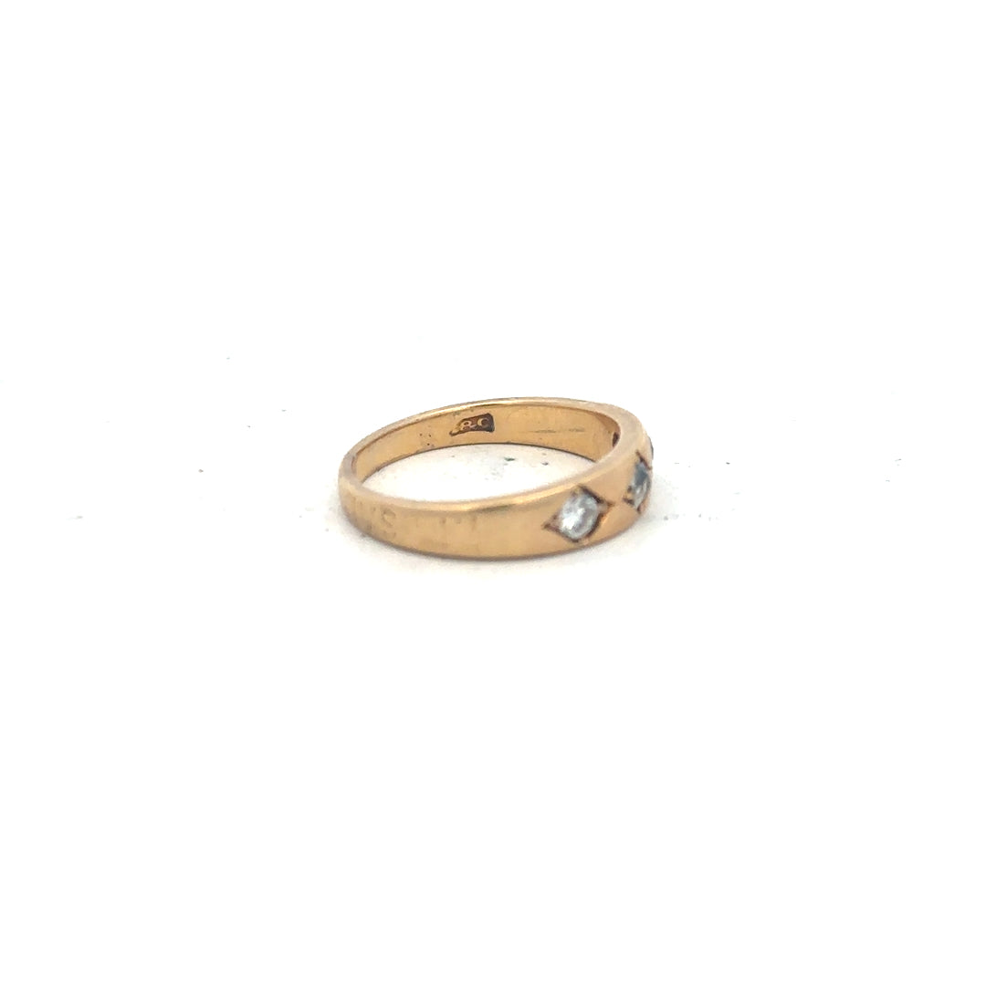 18ct yellow gold diamond ring size K 1/2, elegant unbranded jewelry with sparkling diamonds on a sleek gold band.