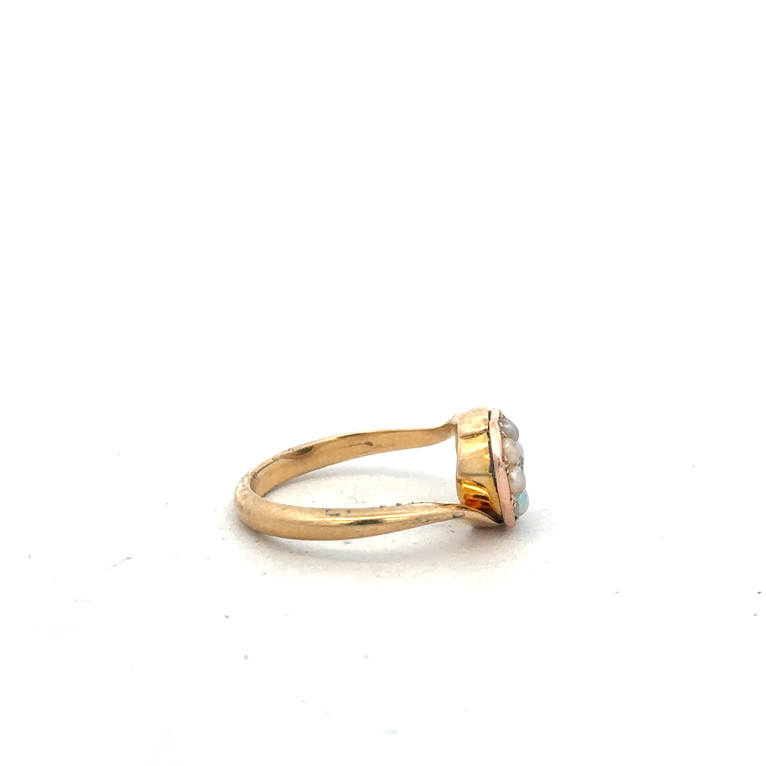 18ct yellow gold diamond ring in size L, featuring a delicate design with sparkling diamonds on an unbranded jewelry piece.