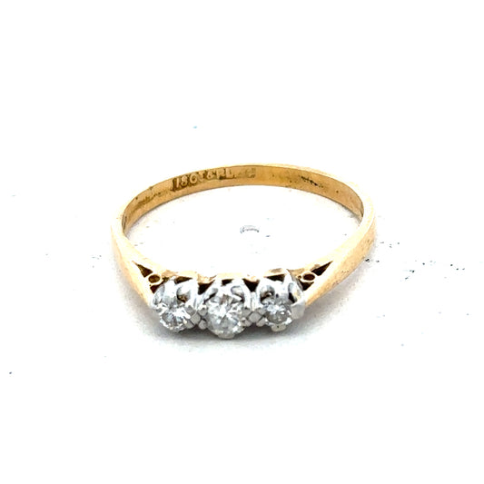 18ct yellow gold diamond ring in size P1/2 with sparkling diamonds, unbranded elegant jewelry piece.