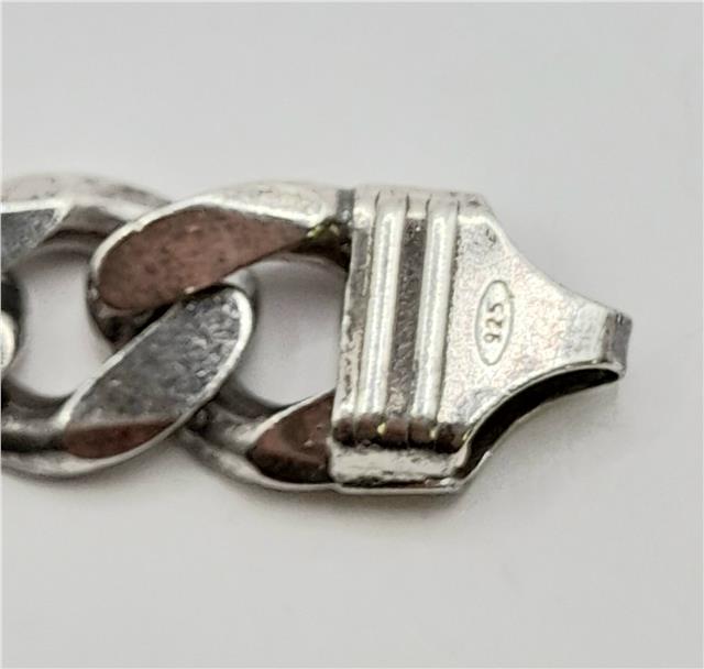 925 silver curb chain, 20 inches long and 86.7 grams, featuring a classic unbranded design with detailed links.