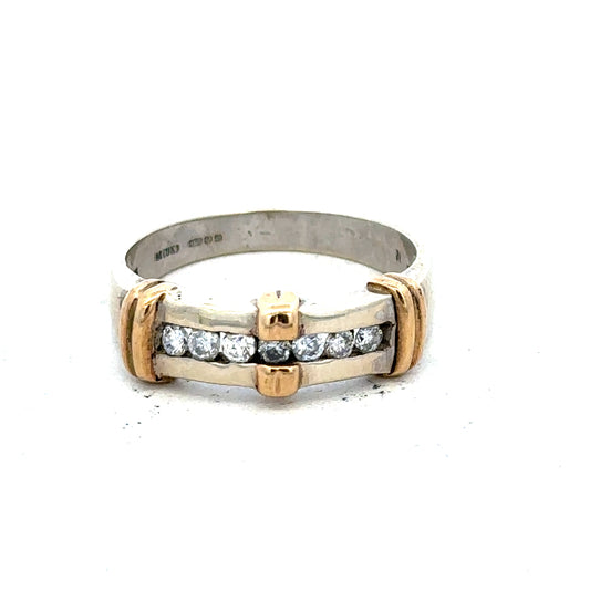 9ct white gold diamond ring with a sparkling central diamond and elegant band, unbranded jewelry accessory.