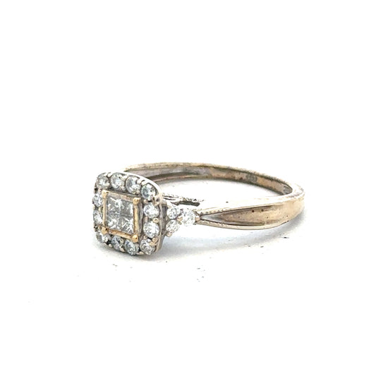 9ct white gold diamond ring in size N with 2.3g weight, featuring a sparkling diamond set in a classic band.