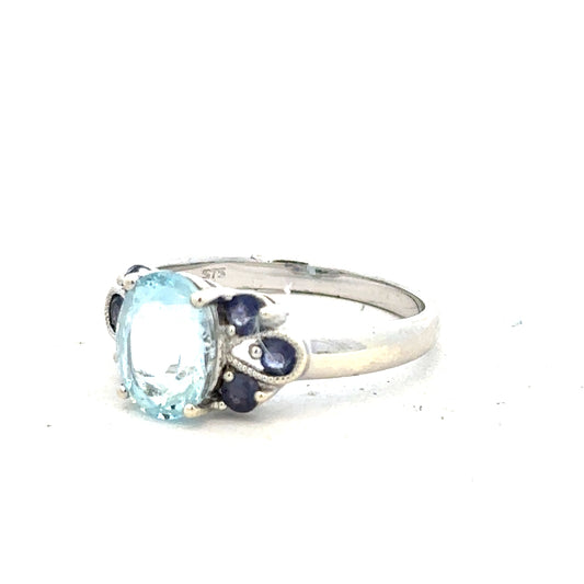 9ct white gold ring size N with a smooth band, unbranded jewelry piece displayed on a neutral background.