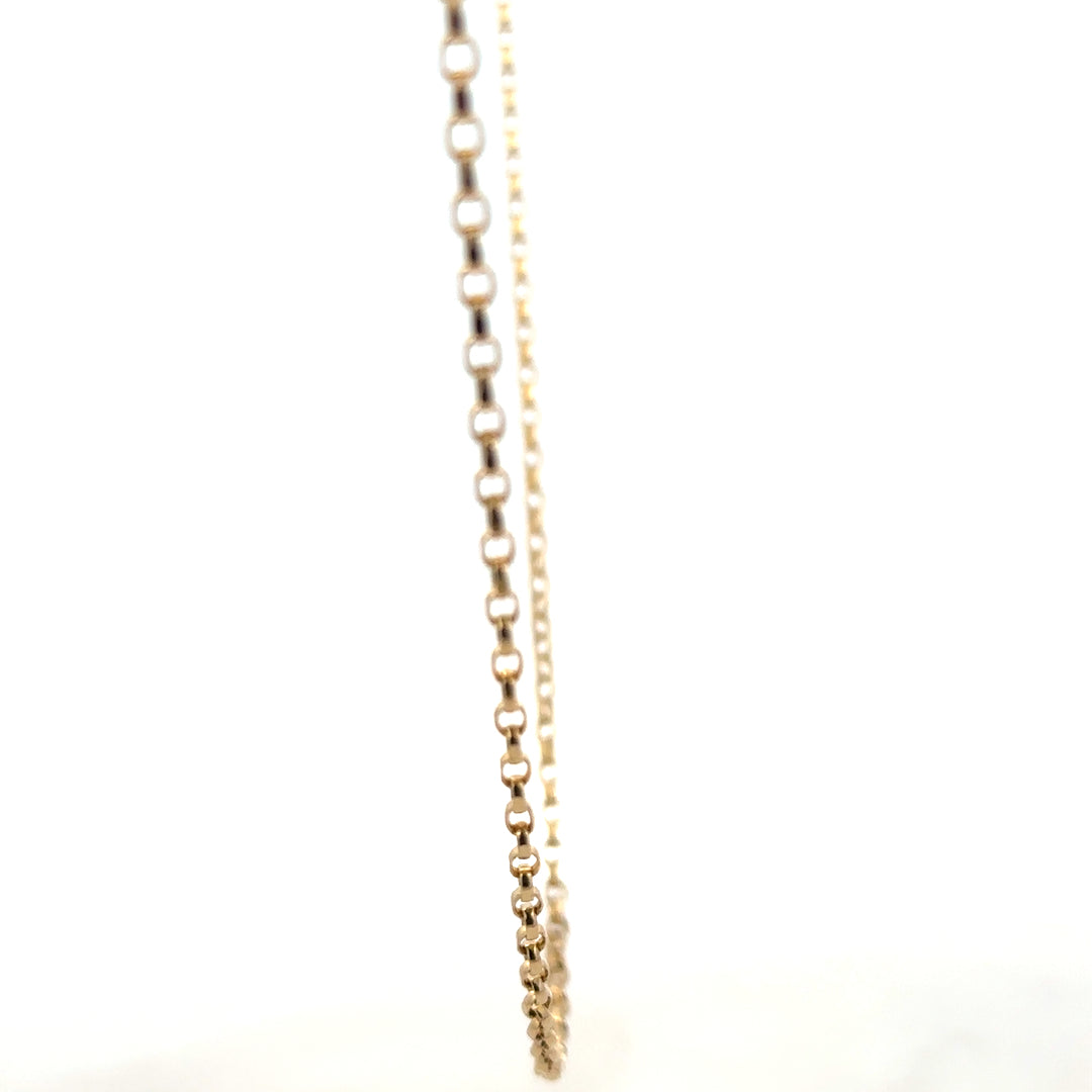9ct yellow gold belcher chain, unbranded, weight 5.2g, showcasing the classic linked design and polished finish.
