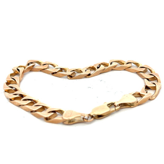 9ct yellow gold bracelet weighing 22.4g, elegant jewelry piece with a polished finish and classic design.