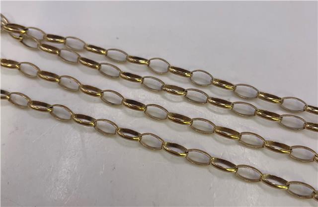9ct yellow gold chain featuring a classic link design, perfect for elegant jewelry styling.