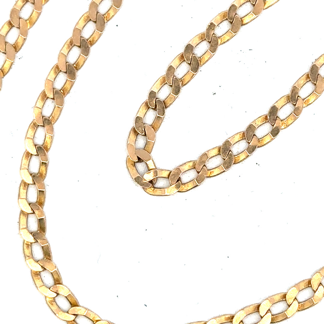 9ct yellow gold curb chain weighing 11.5g, featuring a classic linked design, unbranded jewelry chain visible in the image.
