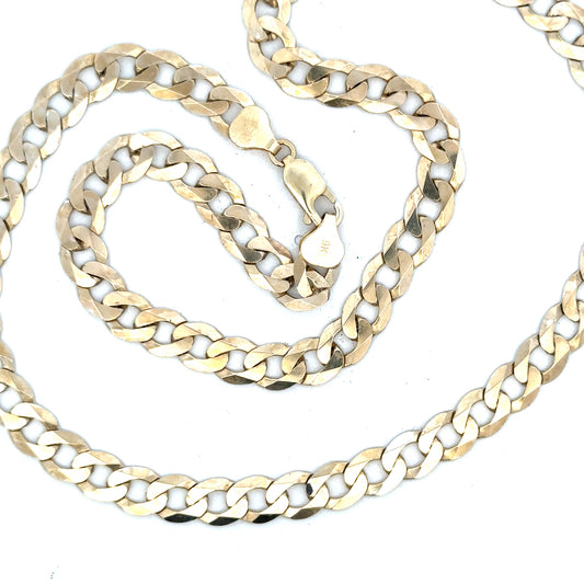 9ct yellow gold curb chain, 25.8g, unbranded jewelry chain with classic link design, shown in the product image.