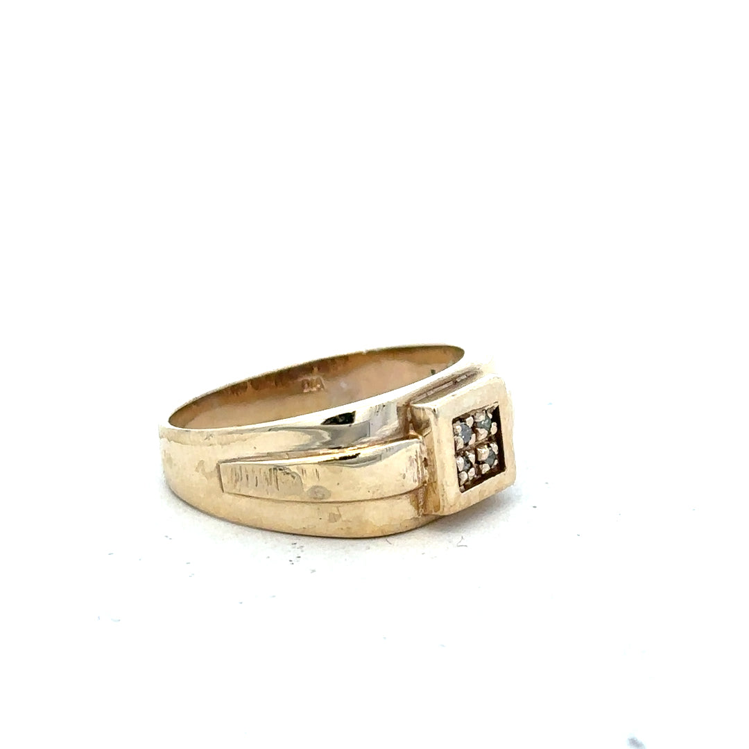 9ct yellow gold diamond ring in size S with sparkling diamonds, unbranded jewelry piece for elegant style.