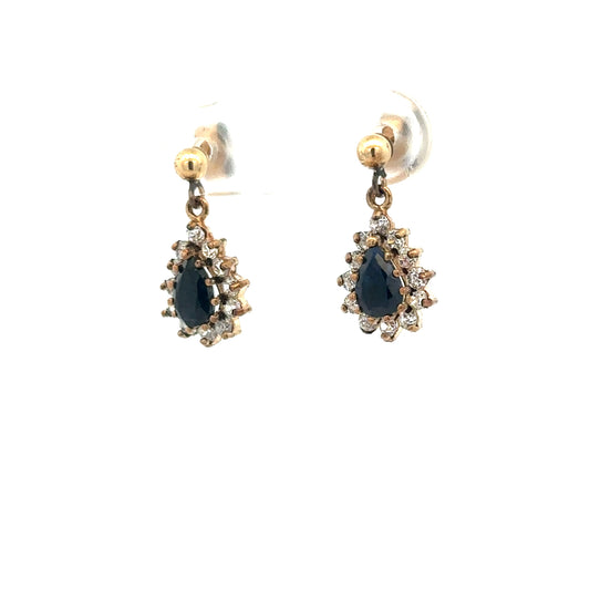9ct yellow gold earrings weighing 1.8g, unbranded jewelry with a classic design, shown in a close-up image.