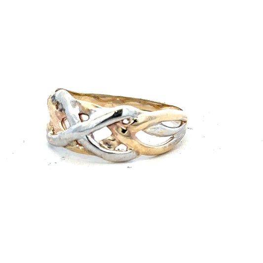 9ct yellow gold ring in size N with a smooth polished band, unbranded jewelry, close-up view.