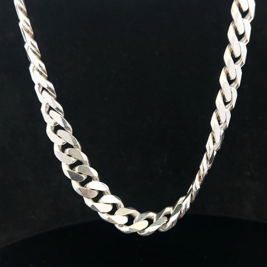 Silver curb chain weighing 109.9g, unbranded jewelry chain with a sleek, polished link design for stylish wear.