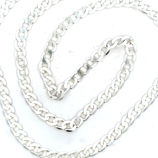 Silver curb chain weighing 34.5g, unbranded jewelry chain with a classic curb link design, shown in the image.