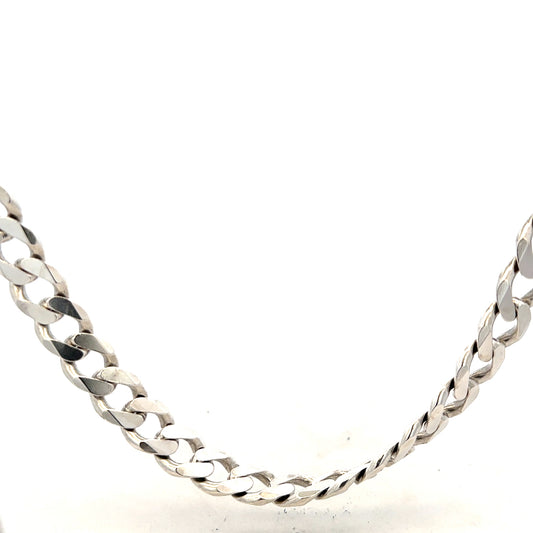Silver curb chain weighing 91.8g, unbranded jewelry chain with a classic curb link design, shown in the image.