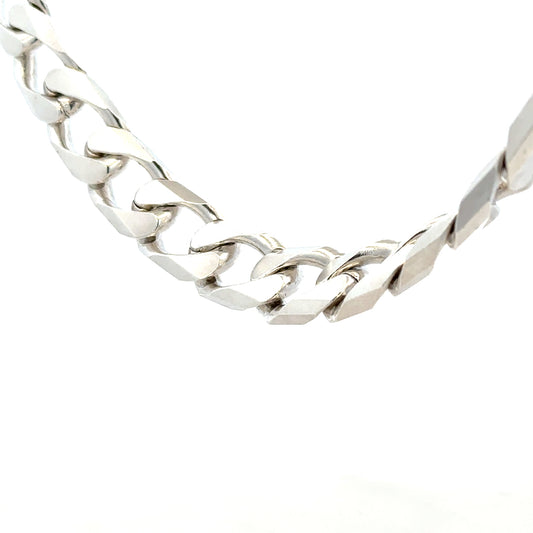 Silver curb chain weighing 159.4g, featuring classic linked design, perfect for jewelry or accessories.