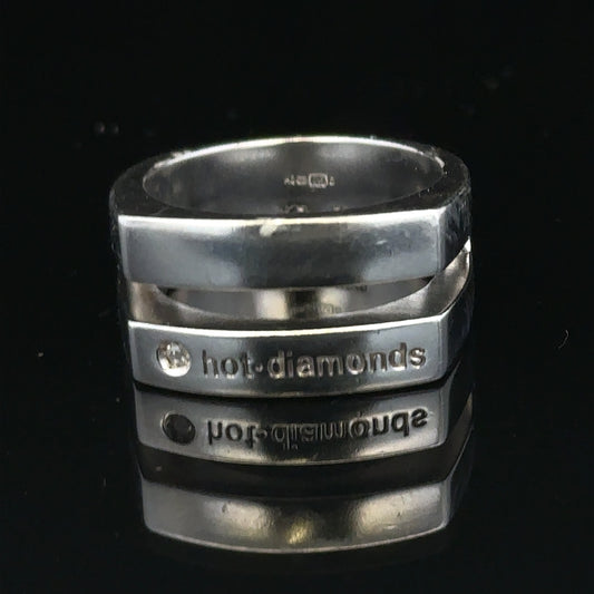 Silver hot diamond ring size R1/2 with sparkling diamonds, unbranded jewelry ring, elegant and stylish accessory.