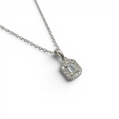 Reeves and Sons 18ct white gold diamond cluster pendant chain, showcasing a sparkling diamond cluster design on a fine chain