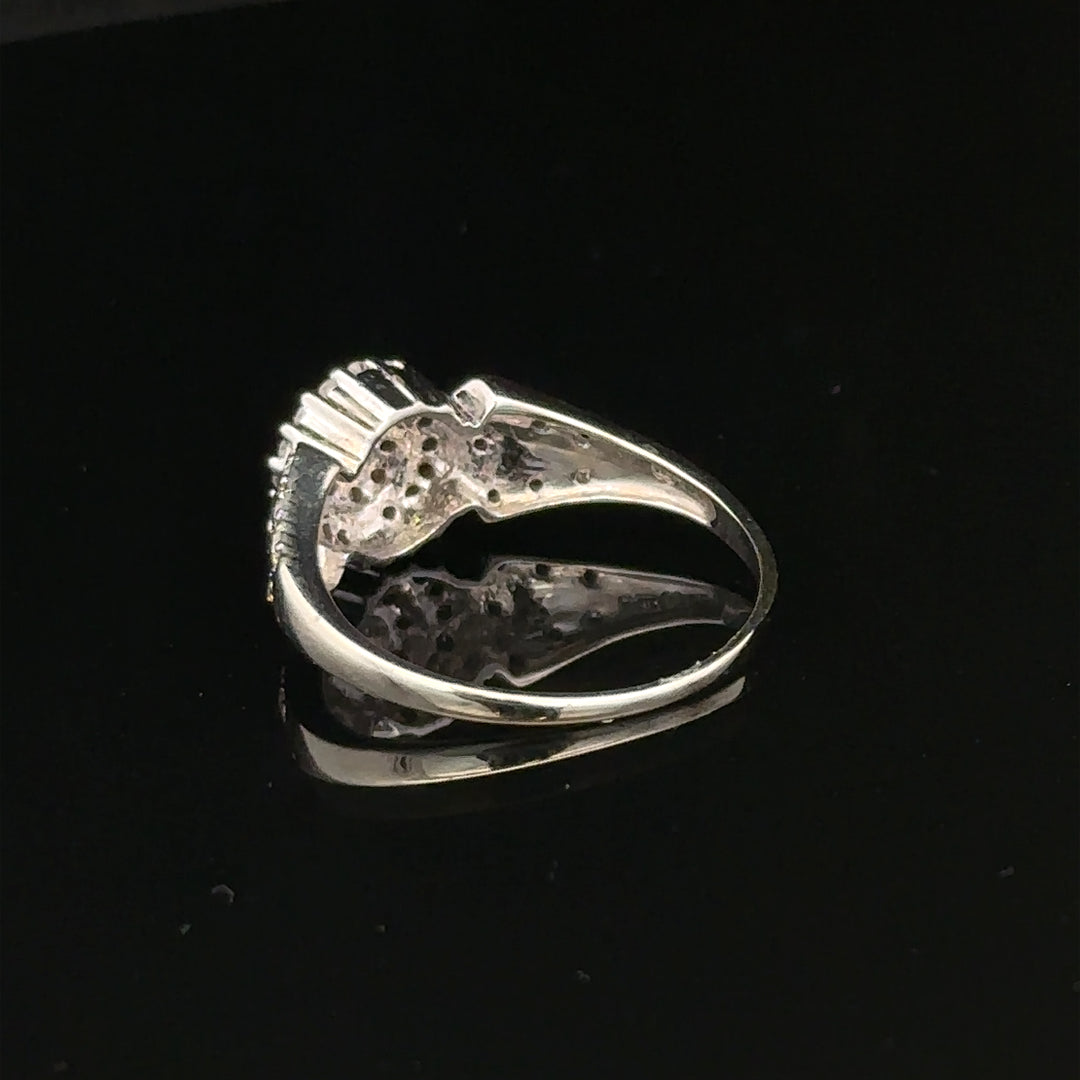 9ct white gold diamond ring, size M, 2.6g, elegant unbranded jewelry with sparkling diamonds and polished finish.