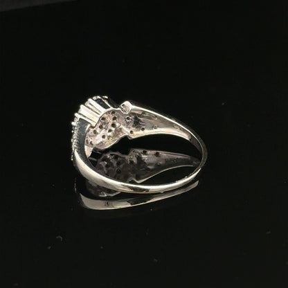 9ct white gold diamond ring, size M, 2.6g, elegant unbranded jewelry with sparkling diamonds and polished finish.