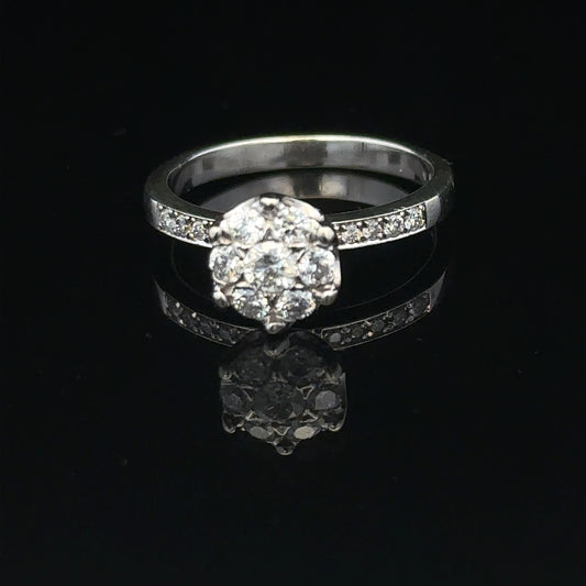 9ct white gold diamond ring in size M with intricate band design, weighing 3.2g, unbranded jewelry accessory