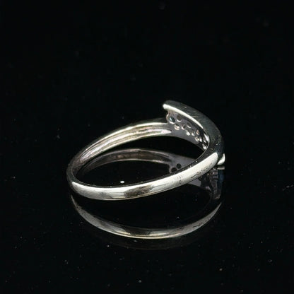 9ct white gold diamond ring size N1/2 with sparkling diamonds, showcasing elegant jewelry design.