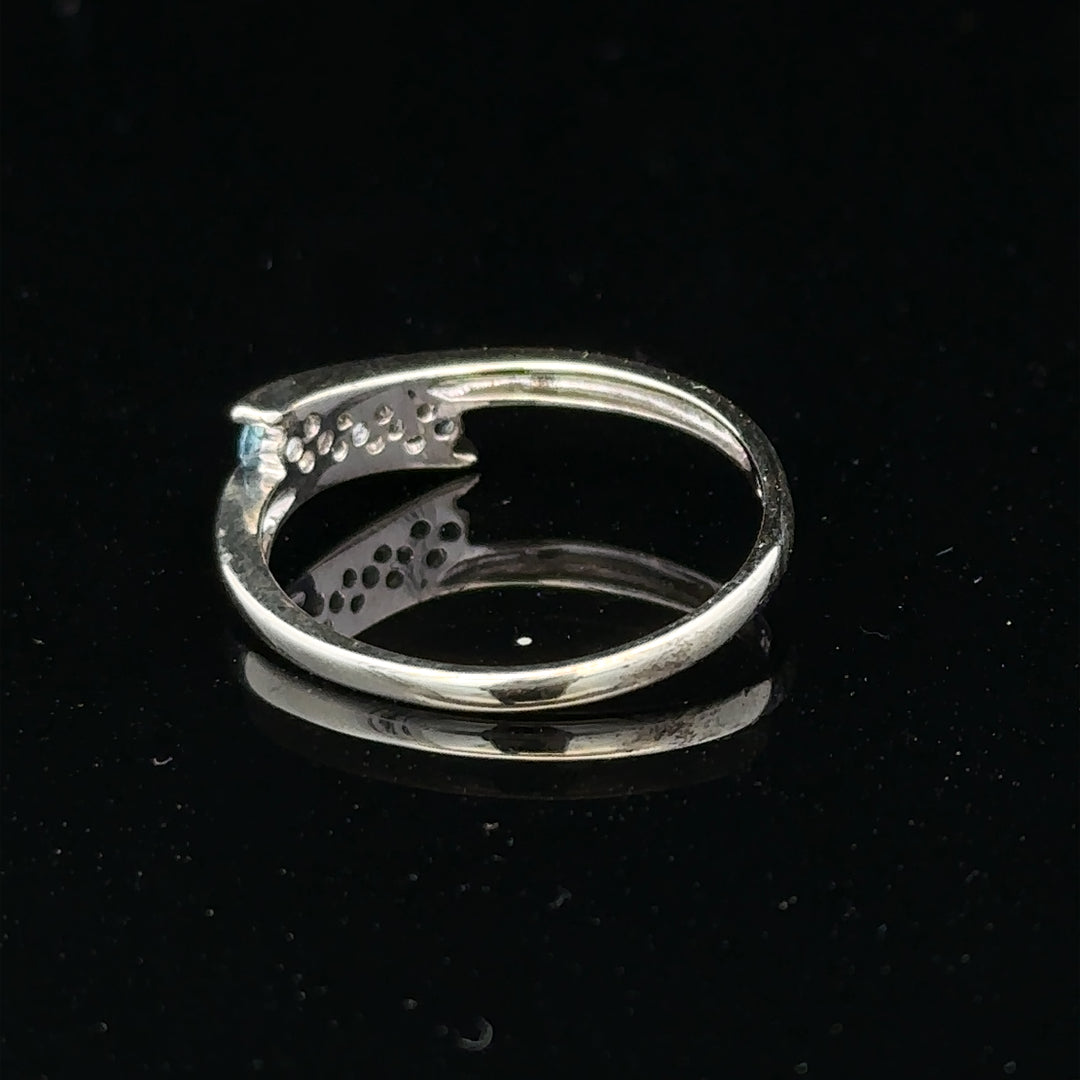 9ct white gold diamond ring in size N1/2 with sparkling diamonds, showcasing elegant jewelry design.