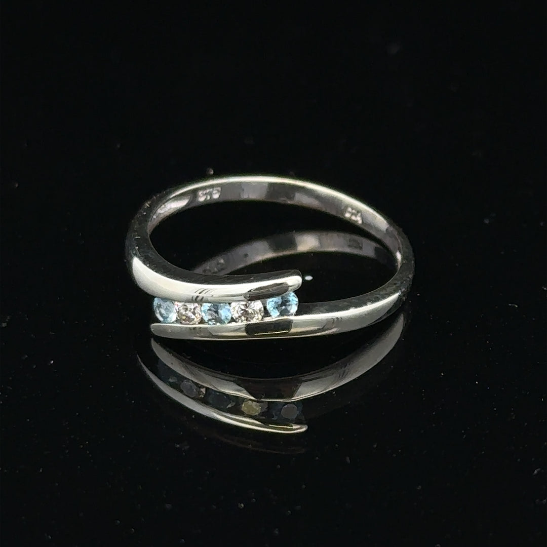 9ct white gold diamond ring size N1/2 with sparkling diamonds, elegant jewelry piece, unbranded, displayed on a neutral background.