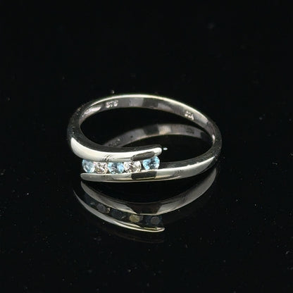 9ct white gold diamond ring size N1/2 with sparkling diamonds, elegant jewelry piece, unbranded, displayed on a neutral background.