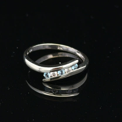 9ct white gold diamond ring size N1/2 with sparkling diamonds, featuring a sleek and elegant design.