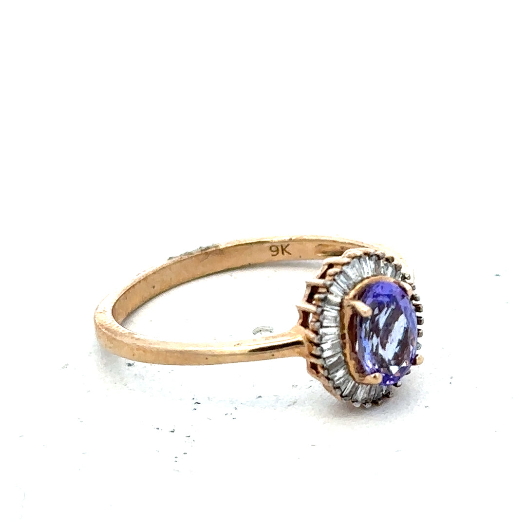 9ct yellow gold diamond ring, size T, featuring a sparkling diamond setting, unbranded jewelry piece.