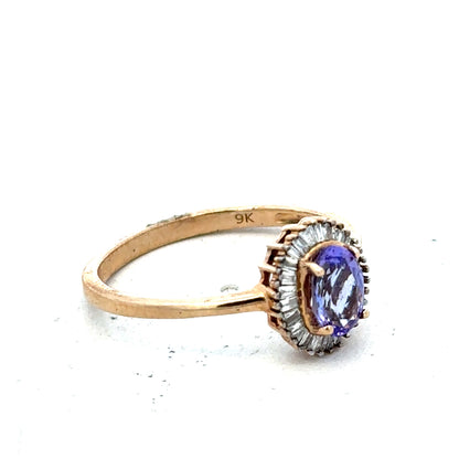 9ct yellow gold diamond ring, size T, featuring a sparkling diamond setting, unbranded jewelry piece.