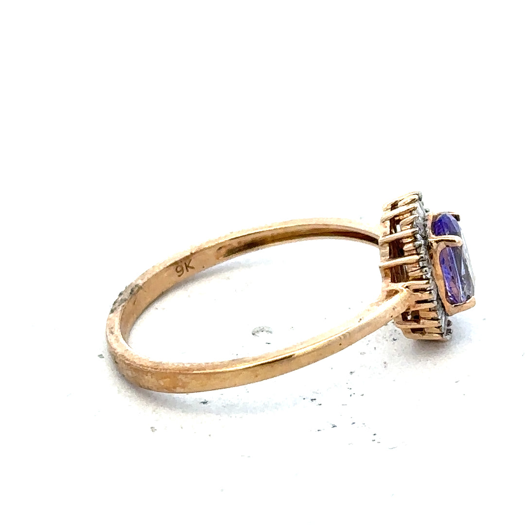 9ct yellow gold diamond ring size T with sparkling diamonds, unbranded jewelry piece showcasing elegant craftsmanship.
