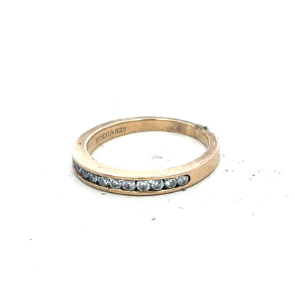 9ct yellow gold diamond ring with 1/4 caret sparkly diamond, size J½, featuring a sleek band and classic design.